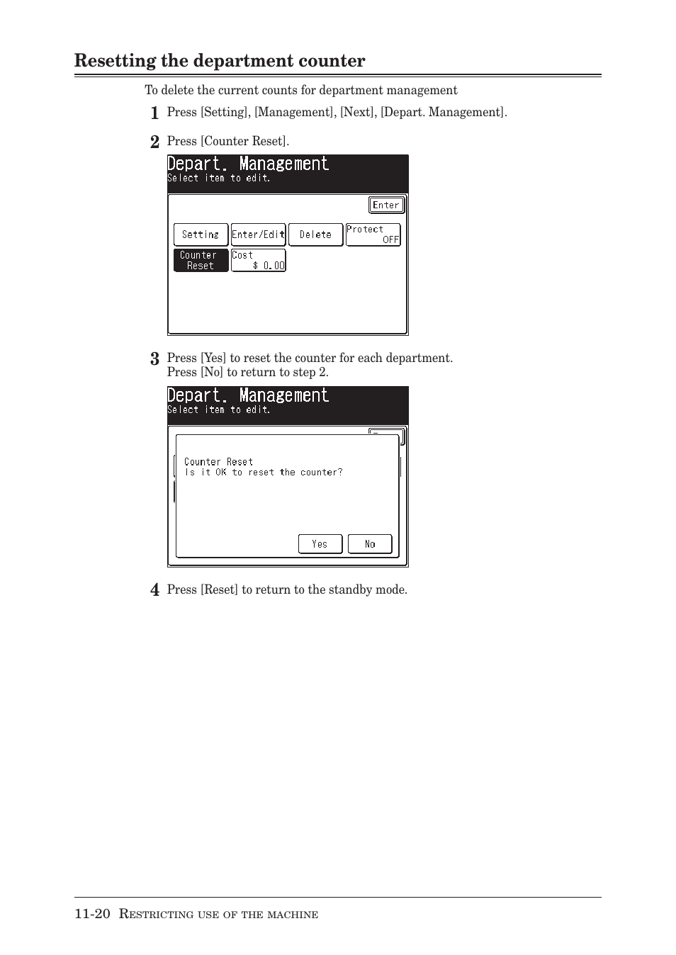 Resetting the department counter | Muratec MX-2030 User Manual | Page 328 / 396