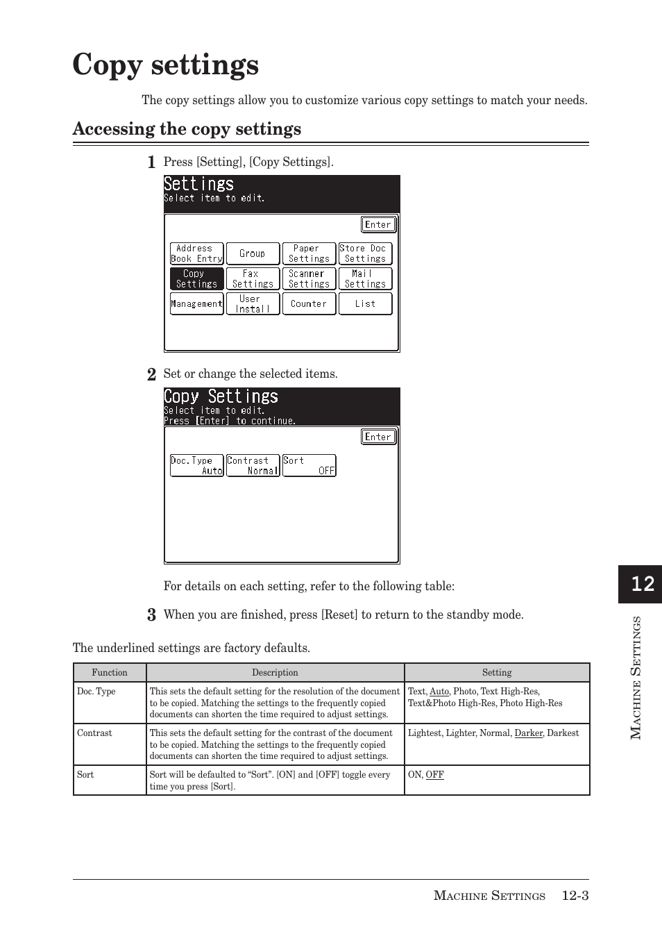 Copy settings, Accessing the copy settings 1 | Muratec MX-2030 User Manual | Page 335 / 396