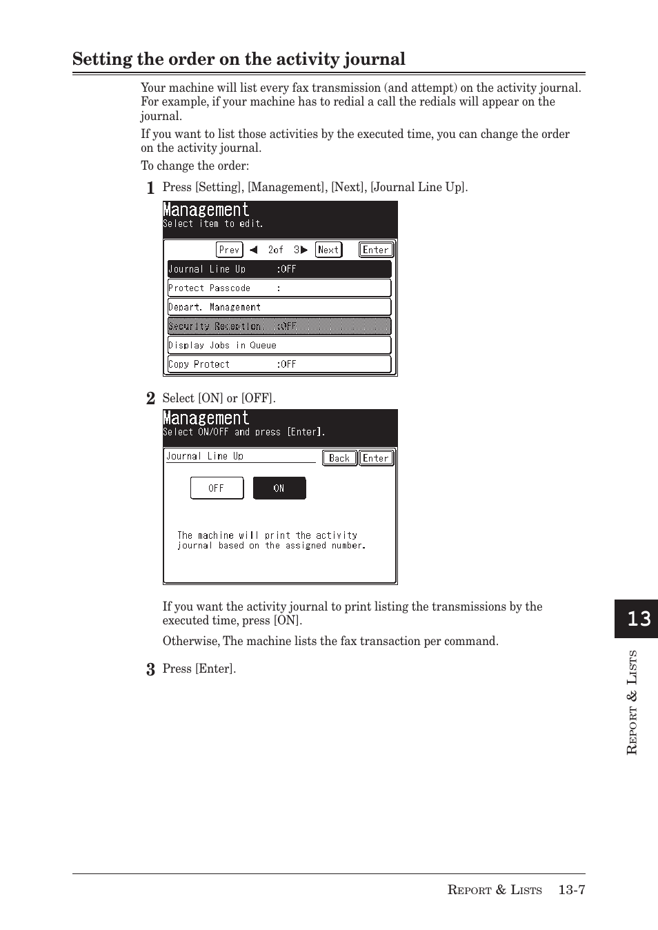 Setting the order on the activity journal | Muratec MX-2030 User Manual | Page 353 / 396