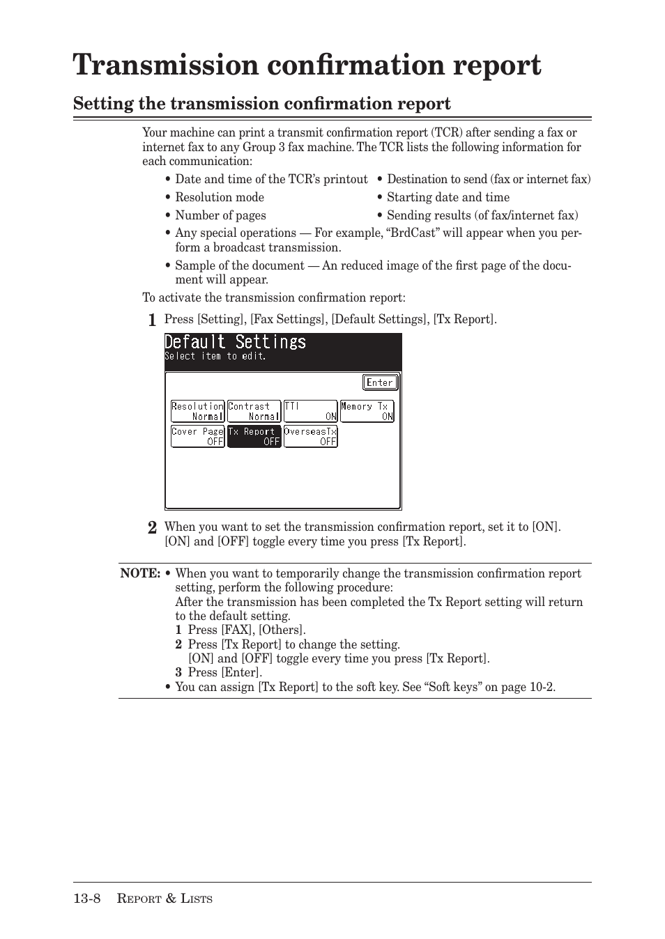 Transmission conﬁrmation report, Setting the transmission conﬁrmation report | Muratec MX-2030 User Manual | Page 354 / 396
