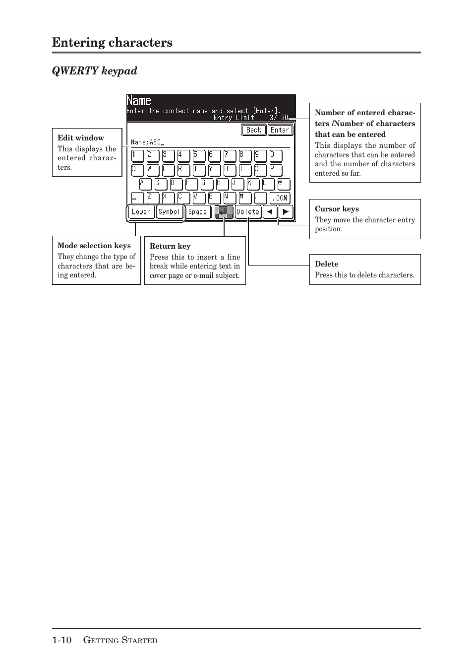 Entering characters, Qwerty keypad | Muratec MX-2030 User Manual | Page 38 / 396