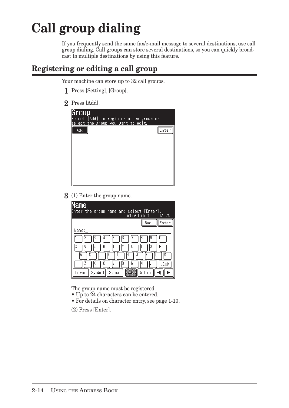 Call group dialing, Registering or editing a call group | Muratec MX-2030 User Manual | Page 74 / 396