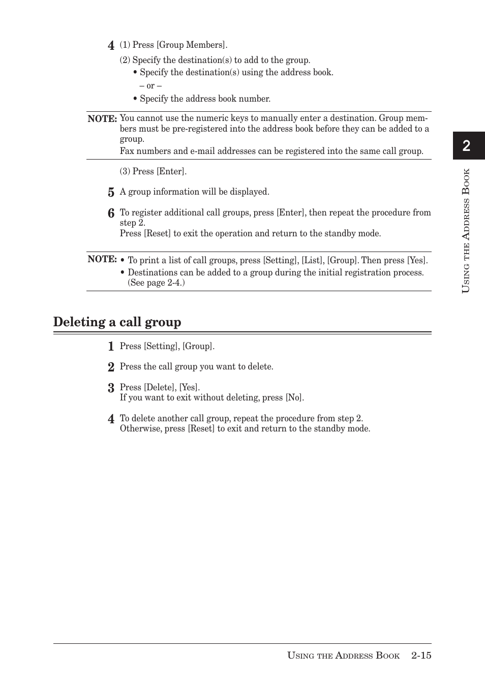 13 ai, Deleting a call group 1 | Muratec MX-2030 User Manual | Page 75 / 396