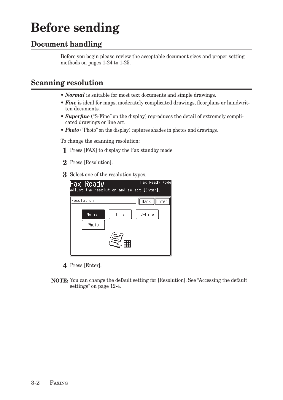 Before sending, Document handling, Scanning resolution | Muratec MX-2030 User Manual | Page 84 / 396