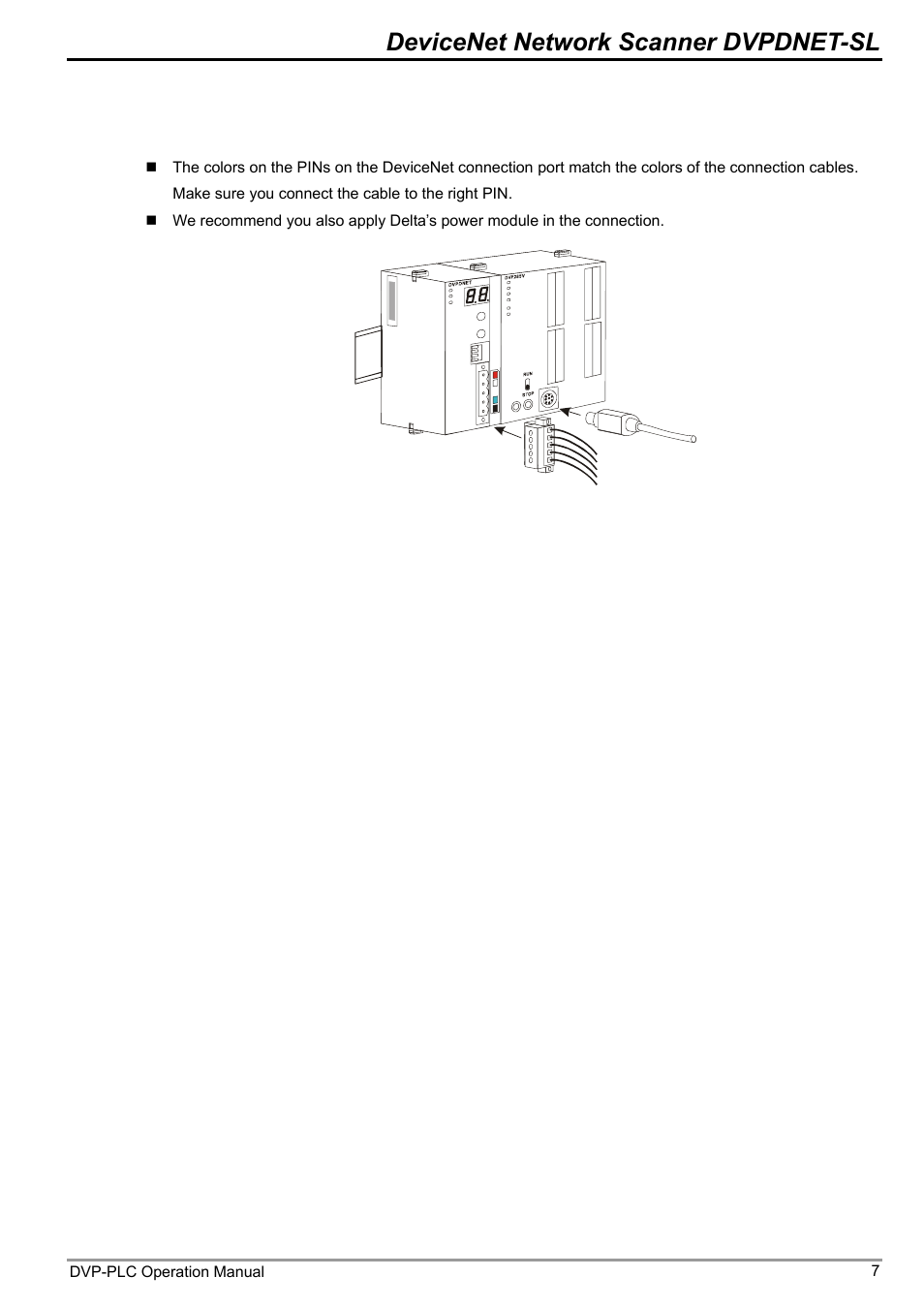 3 connecting to devicenet connection port, Devicenet network scanner dvpdnet-sl | Delta DVP-0204520-03 User Manual | Page 10 / 44