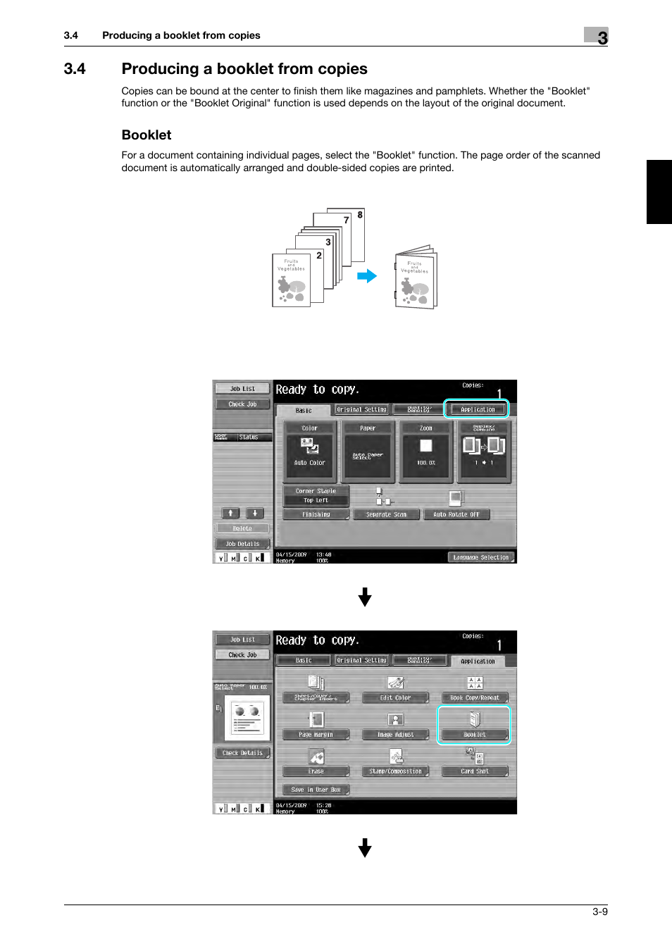 4 producing a booklet from copies, Booklet, Producing a booklet from copies -9 booklet -9 | 321 Studios Muratec MFX-C2828 User Manual | Page 144 / 292