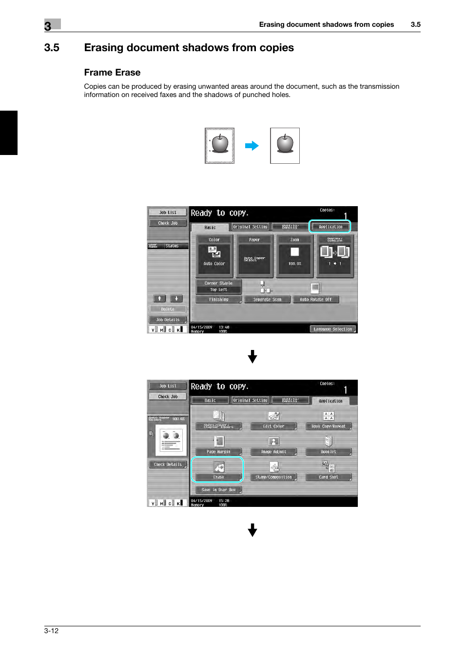 5 erasing document shadows from copies, Frame erase | 321 Studios Muratec MFX-C2828 User Manual | Page 147 / 292