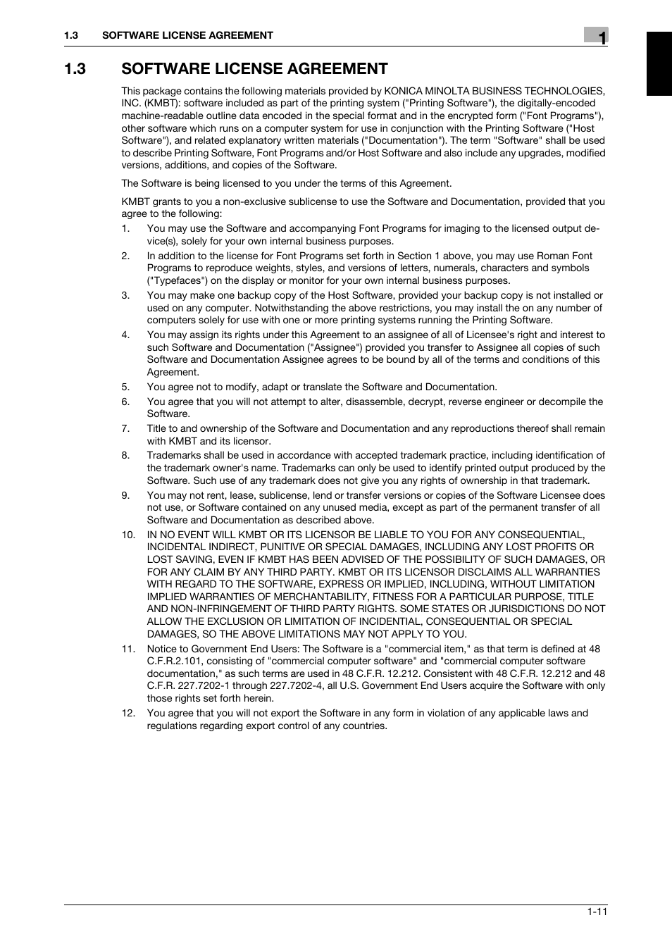 3 software license agreement, Software license agreement -11 | 321 Studios Muratec MFX-C2828 User Manual | Page 18 / 292