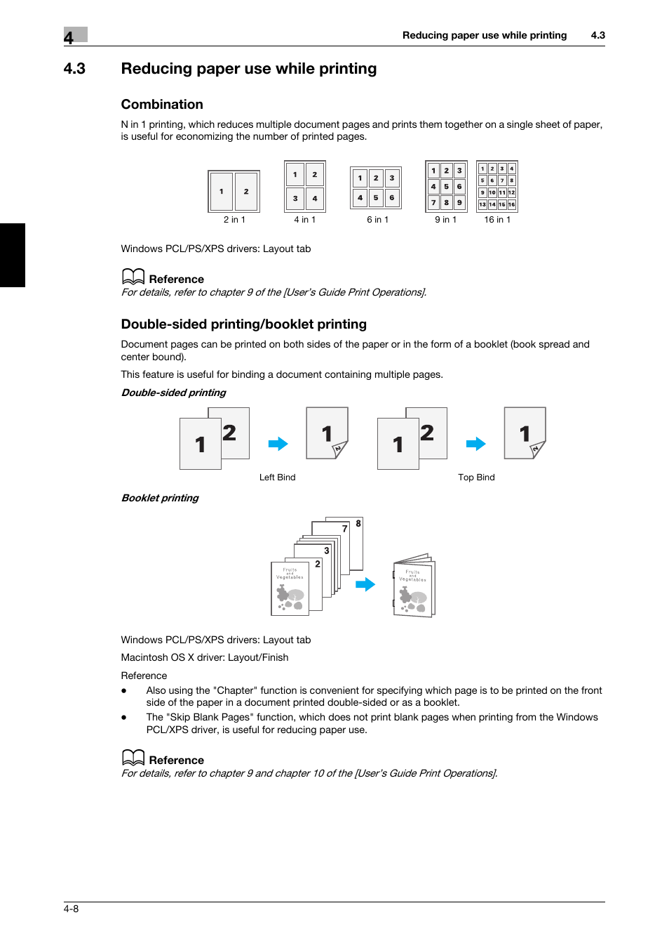 3 reducing paper use while printing, Combination, Double-sided printing/booklet printing | 321 Studios Muratec MFX-C2828 User Manual | Page 181 / 292