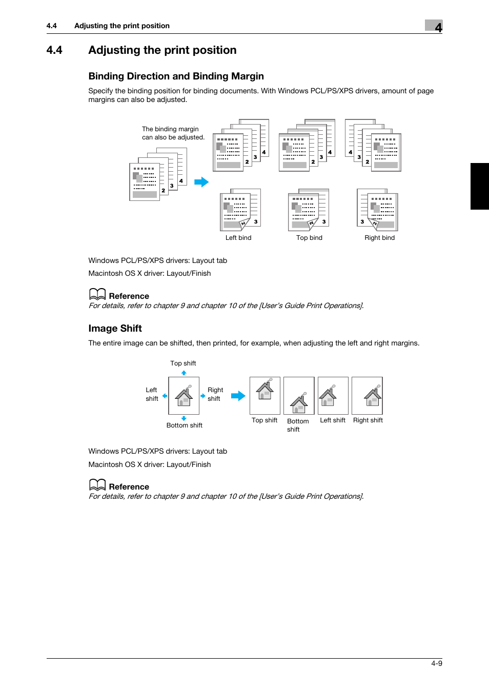 4 adjusting the print position, Binding direction and binding margin, Image shift | 321 Studios Muratec MFX-C2828 User Manual | Page 182 / 292