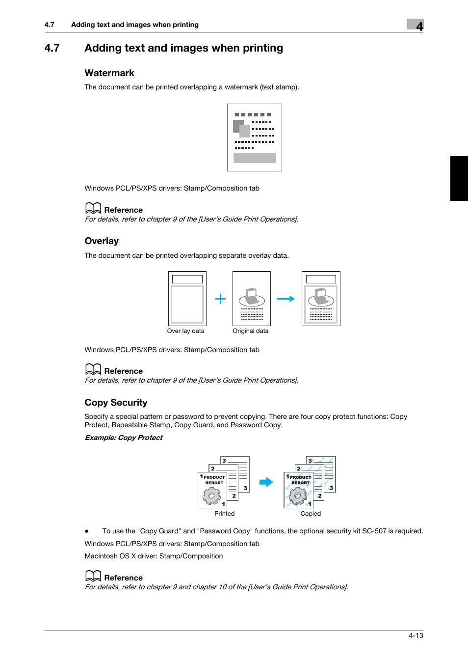 7 adding text and images when printing, Watermark, Overlay | Copy security, Confidential | 321 Studios Muratec MFX-C2828 User Manual | Page 186 / 292