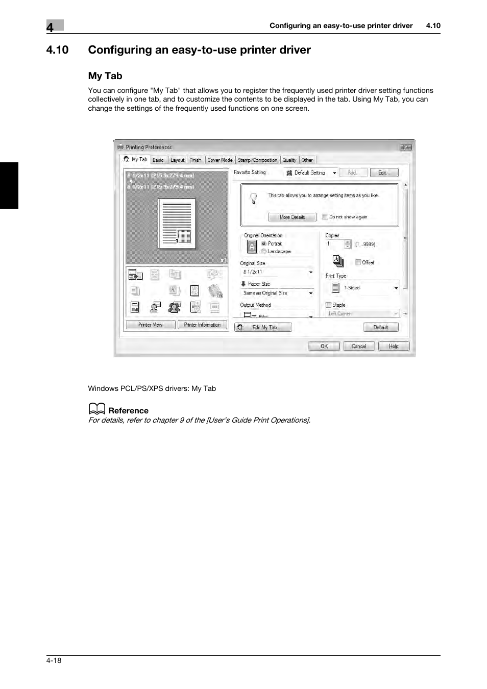 10 configuring an easy-to-use printer driver, My tab | 321 Studios Muratec MFX-C2828 User Manual | Page 191 / 292