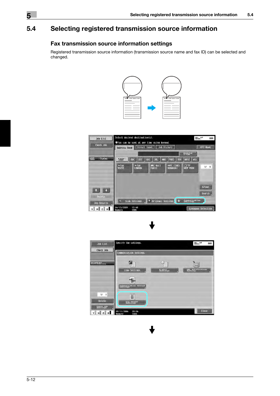 Fax transmission source information settings | 321 Studios Muratec MFX-C2828 User Manual | Page 203 / 292