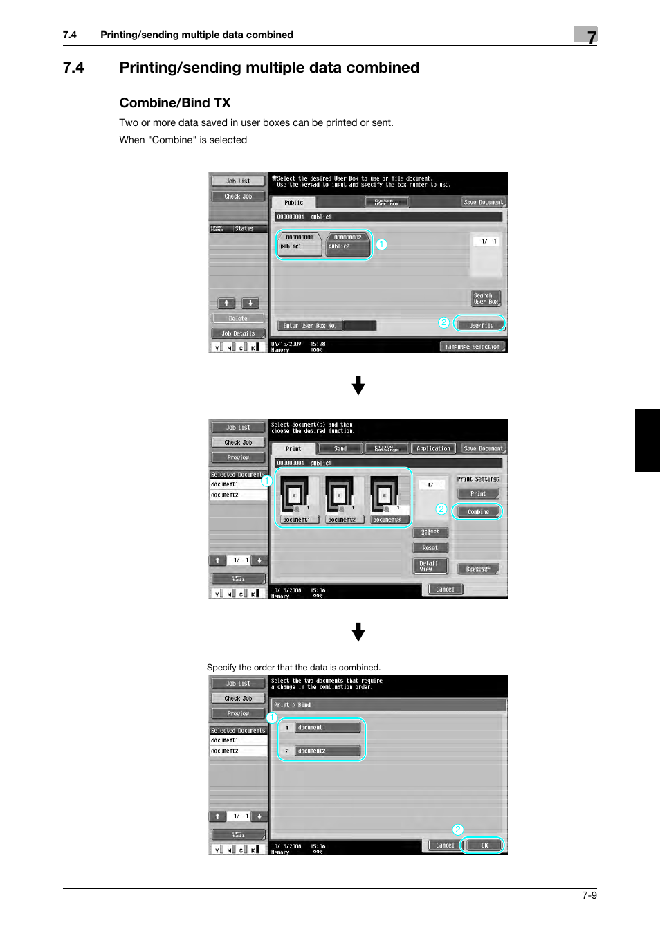 4 printing/sending multiple data combined, Combine/bind tx | 321 Studios Muratec MFX-C2828 User Manual | Page 254 / 292