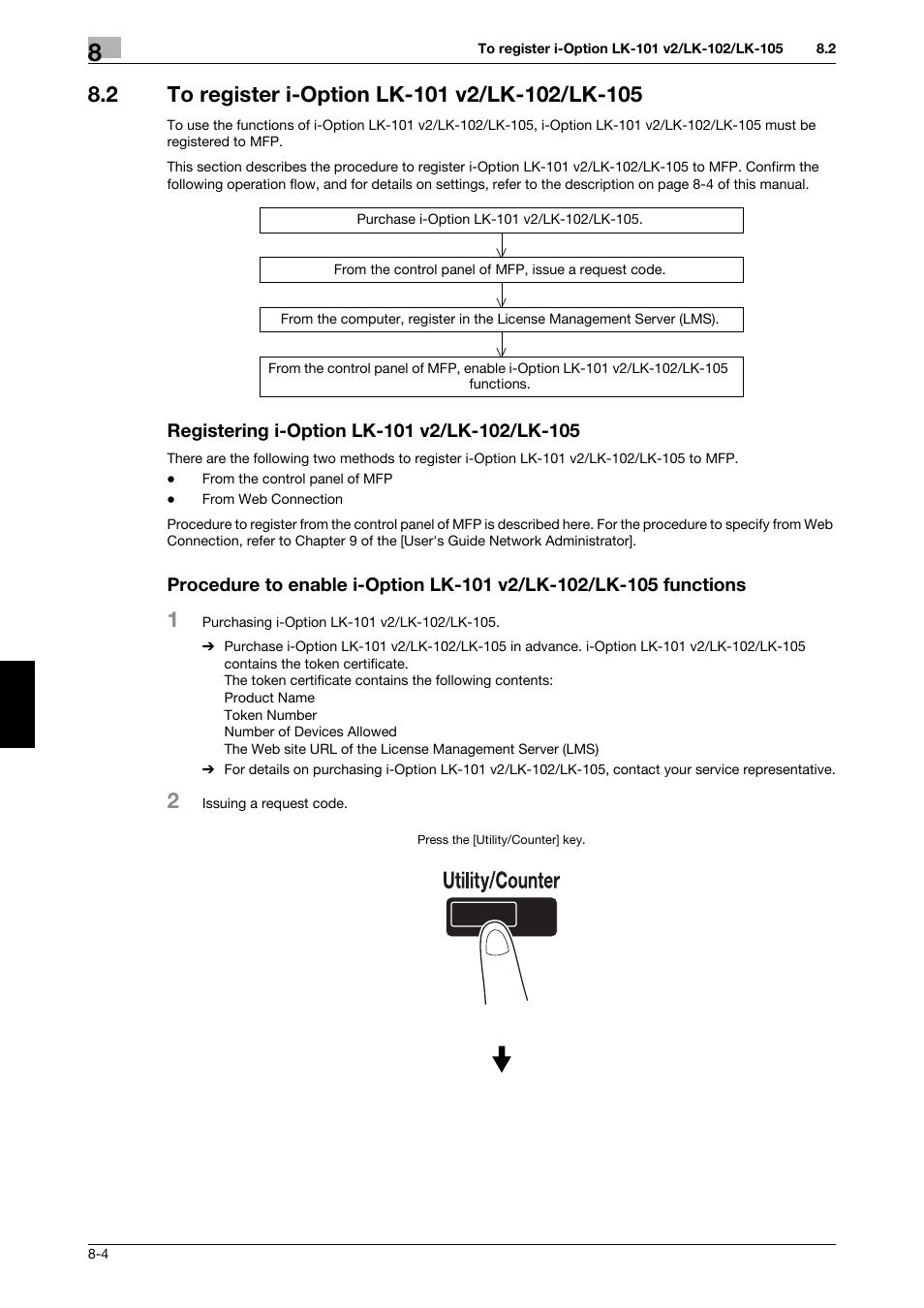 2 to register i-option lk-101 v2/lk-102/lk-105, Registering i-option lk-101 v2/lk-102/lk-105 | 321 Studios Muratec MFX-C2828 User Manual | Page 263 / 292