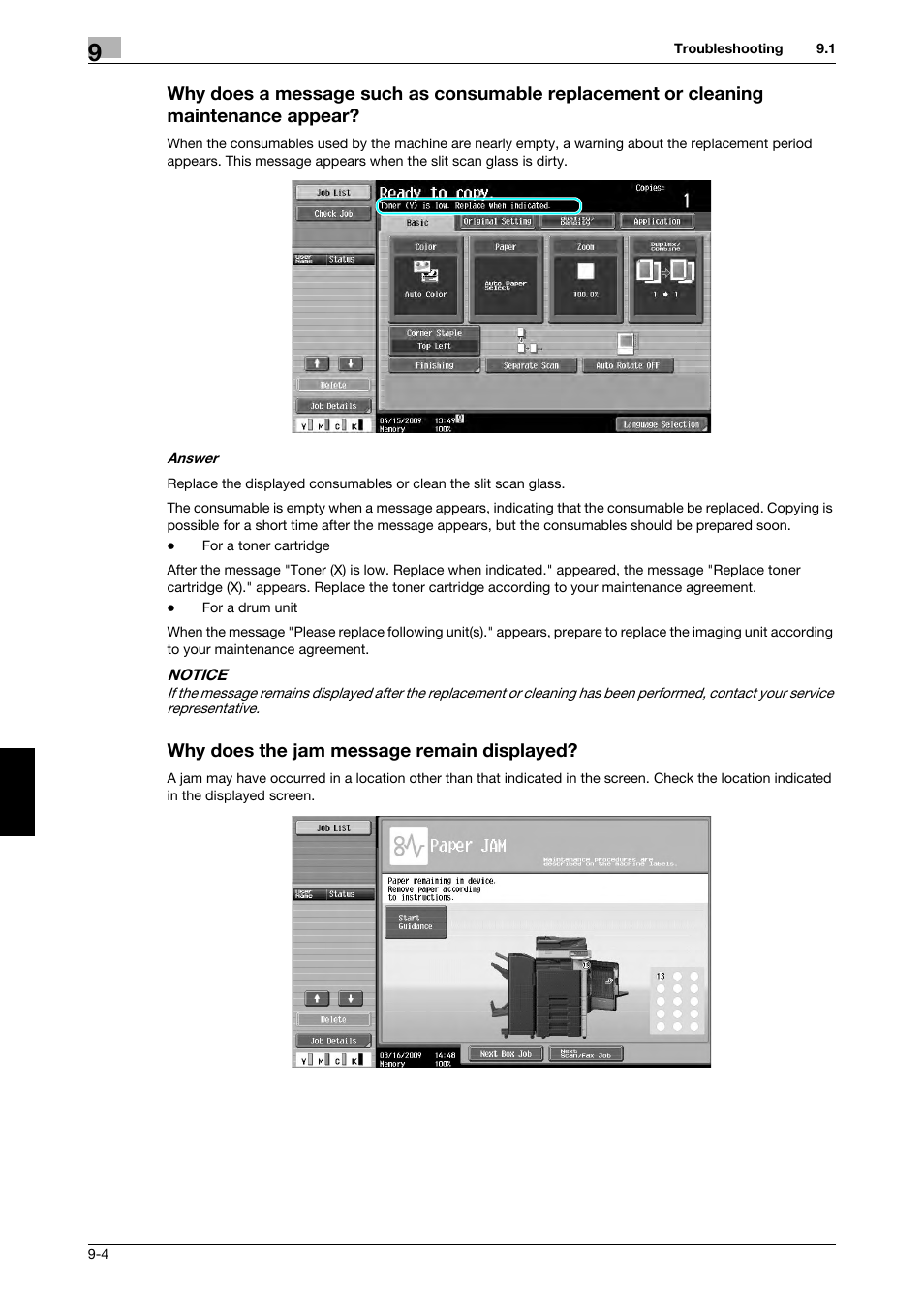 Why does the jam message remain displayed | 321 Studios Muratec MFX-C2828 User Manual | Page 275 / 292