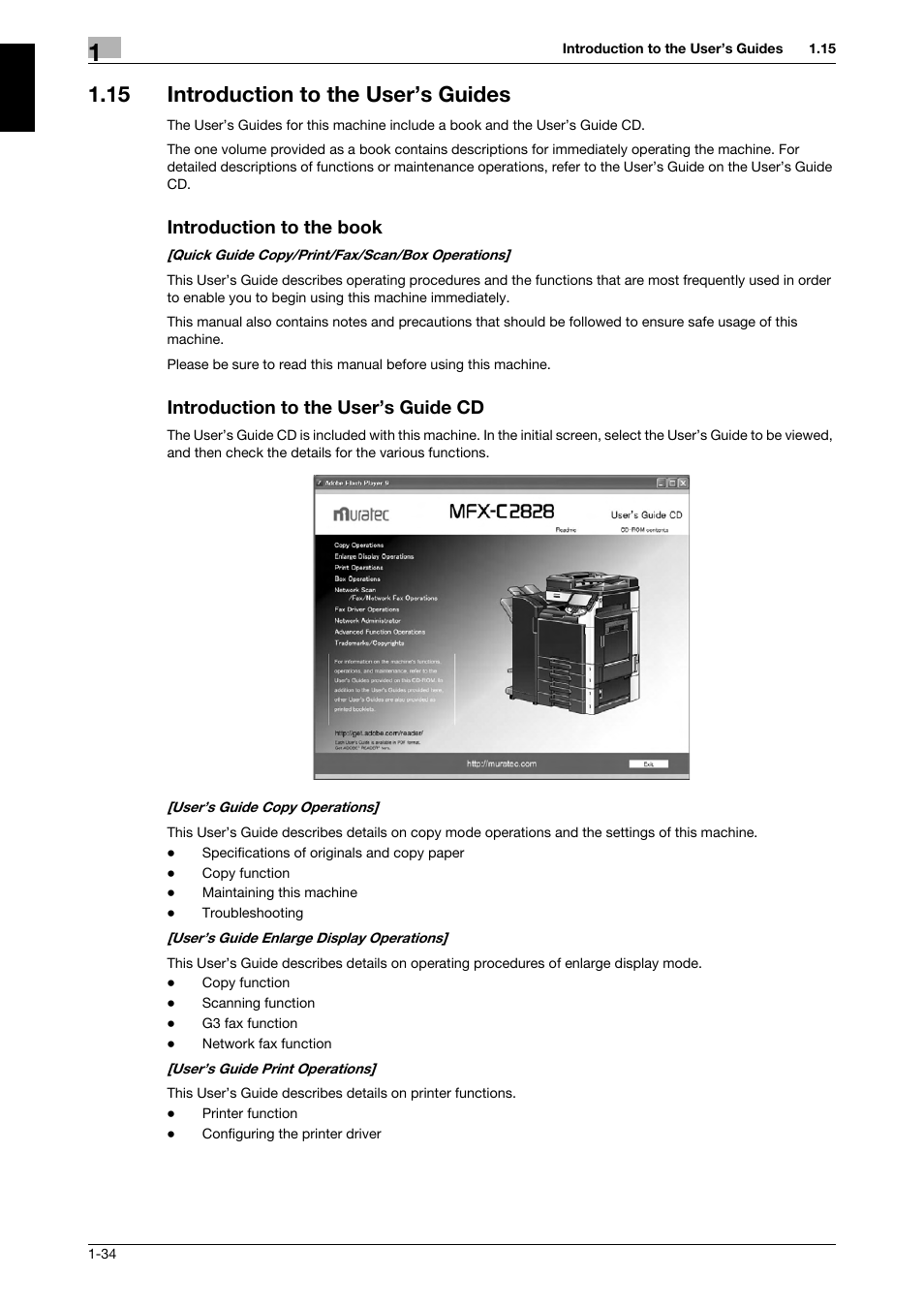 15 introduction to the user’s guides, Introduction to the book, Introduction to the user’s guide cd | 321 Studios Muratec MFX-C2828 User Manual | Page 41 / 292