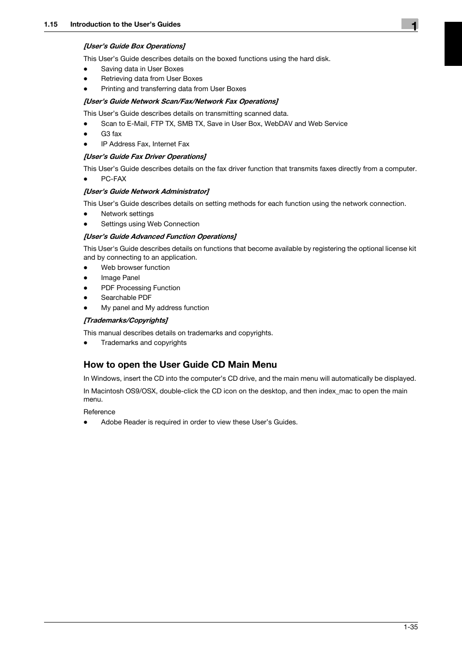 How to open the user guide cd main menu, How to open the user guide cd main menu -35 | 321 Studios Muratec MFX-C2828 User Manual | Page 42 / 292