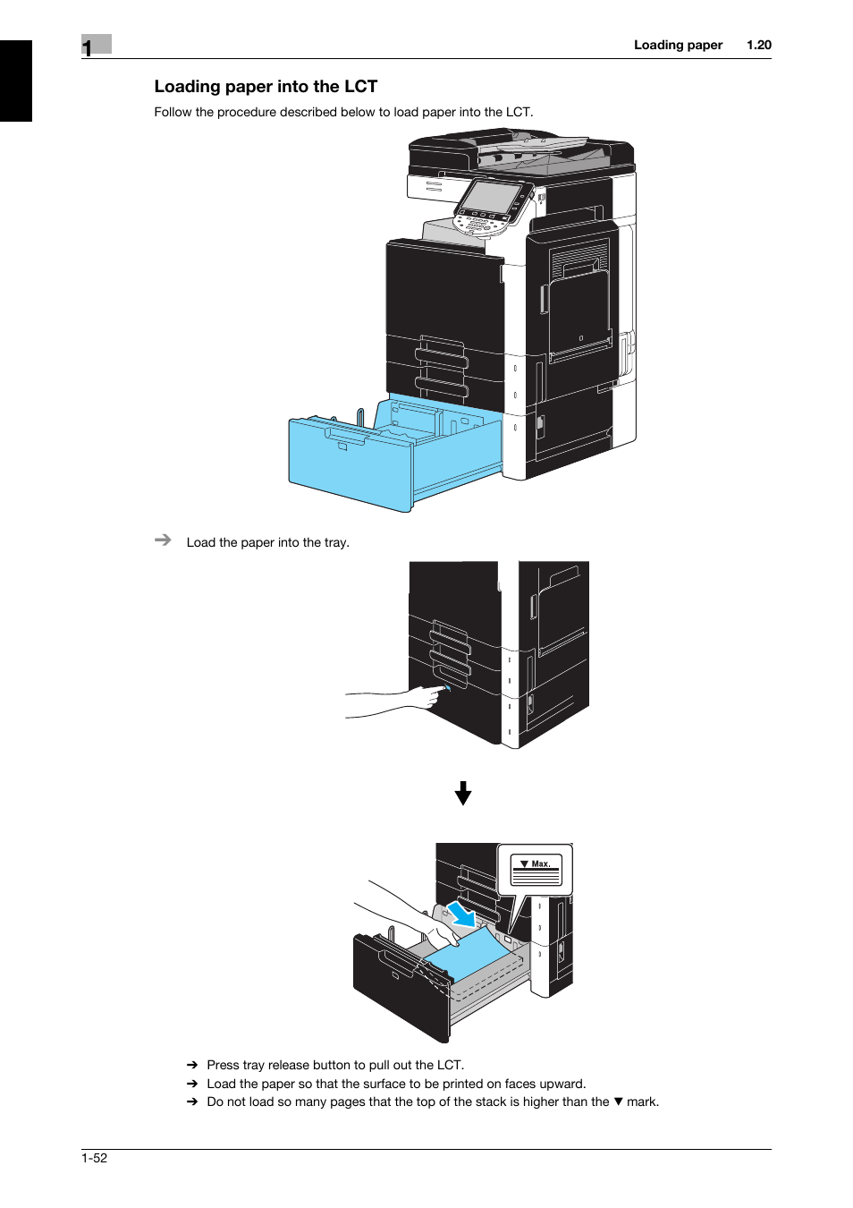 Loading paper into the lct, Loading paper into the lct -52 | 321 Studios Muratec MFX-C2828 User Manual | Page 59 / 292