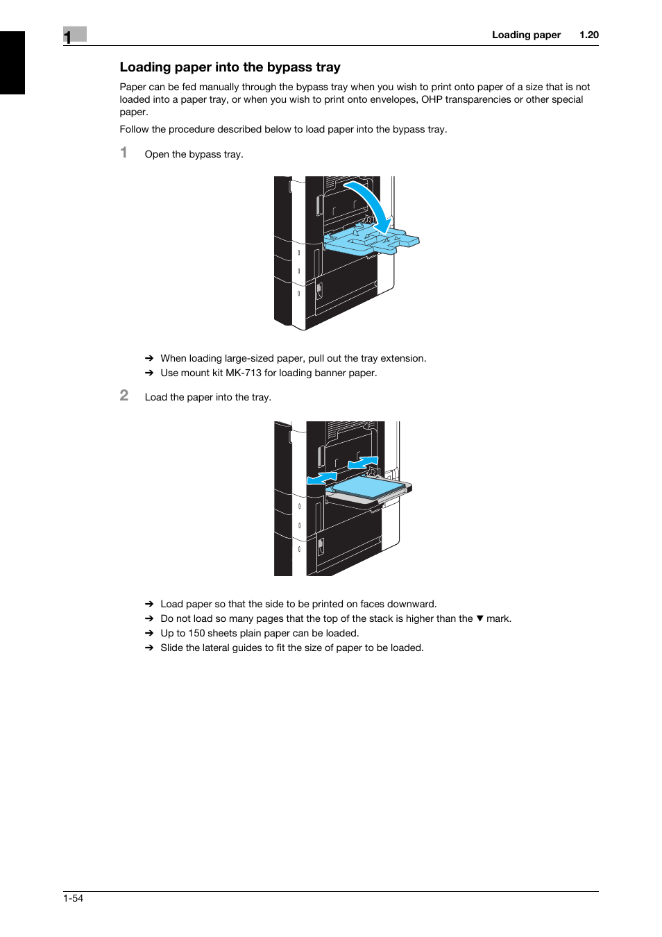 Loading paper into the bypass tray, Loading paper into the bypass tray -54 | 321 Studios Muratec MFX-C2828 User Manual | Page 61 / 292