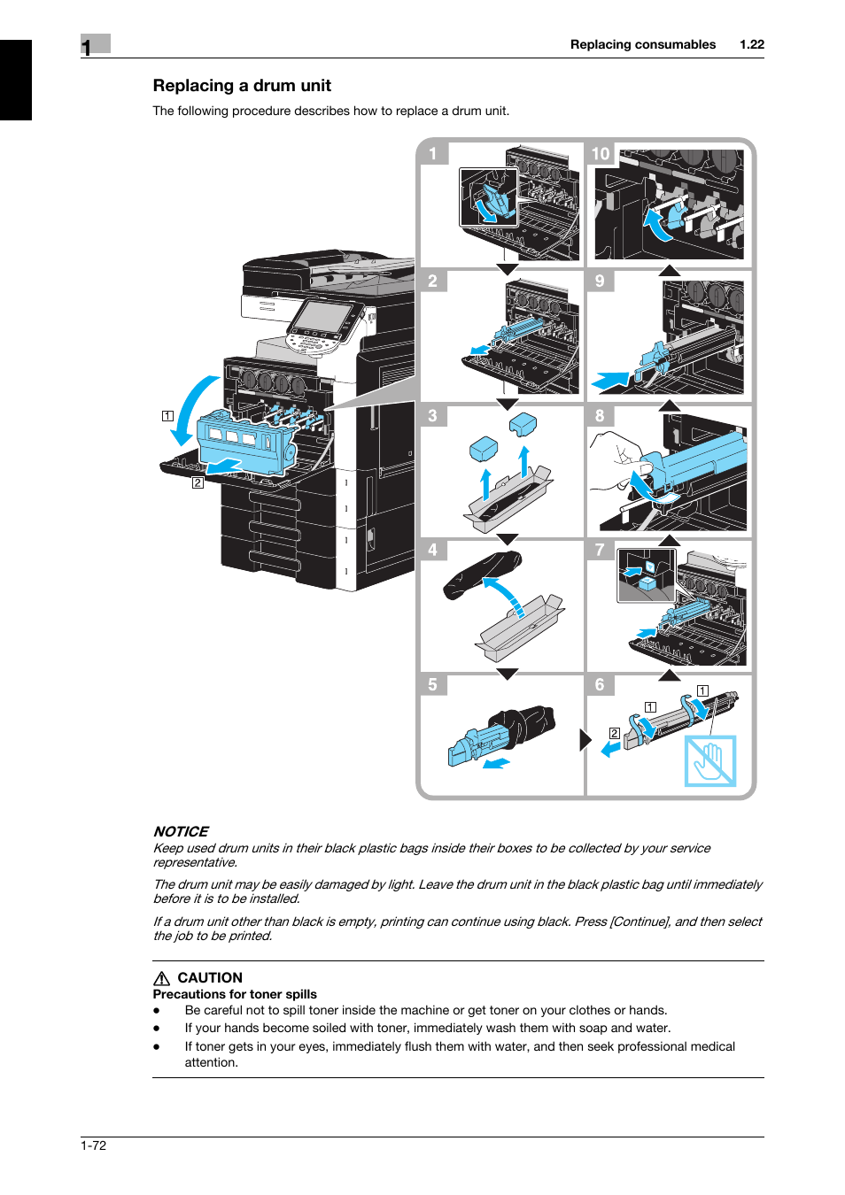 Replacing a drum unit, Replacing a drum unit -72 | 321 Studios Muratec MFX-C2828 User Manual | Page 79 / 292