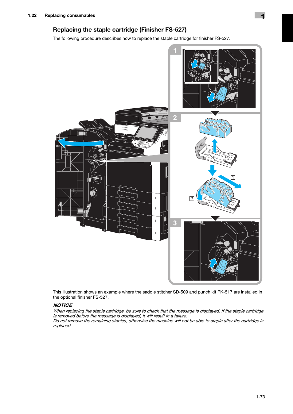 Replacing the staple cartridge (finisher fs-527) | 321 Studios Muratec MFX-C2828 User Manual | Page 80 / 292