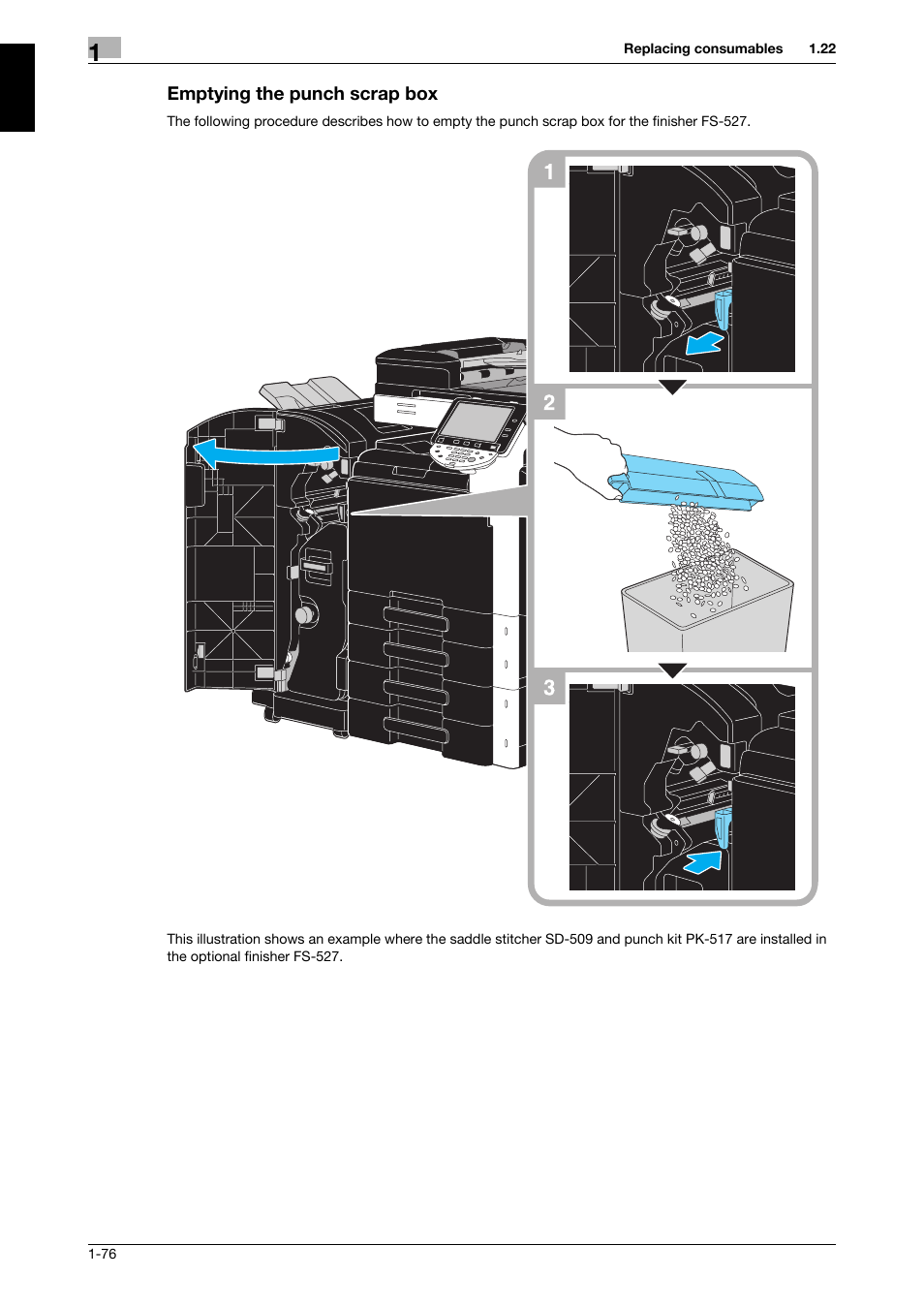 Emptying the punch scrap box, Emptying the punch scrap box -76 | 321 Studios Muratec MFX-C2828 User Manual | Page 83 / 292