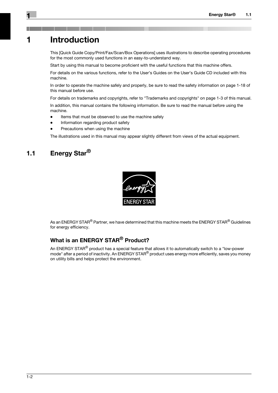 1 introduction, 1 energy star, What is an energy star® product | Introduction, 1introduction, What is an energy star, Product | 321 Studios Muratec MFX-C2828 User Manual | Page 9 / 292