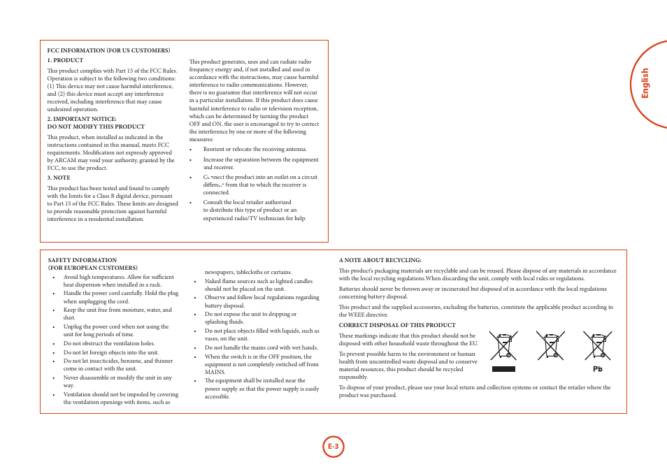 English | Arcam D33 User Manual | Page 3 / 13