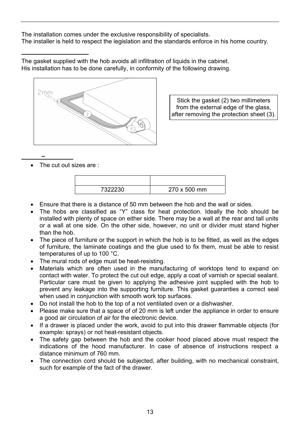 Installation instructions | 321 Studios INDUCTION HOBS 7322 230 User Manual | Page 26 / 28