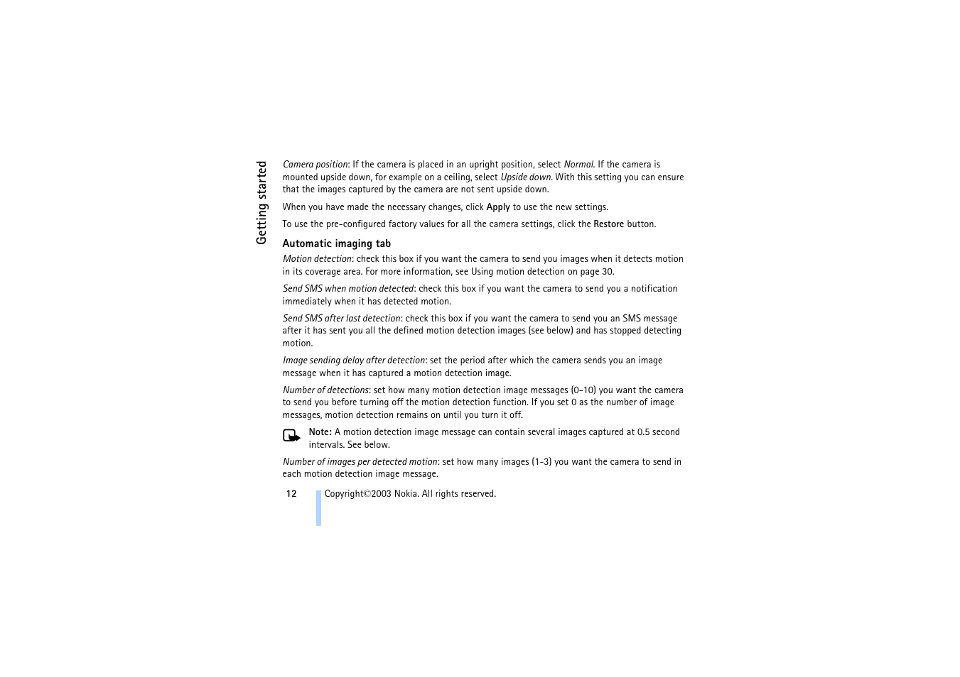 Automatic imaging tab | Nokia 321 Studios User Manual | Page 18 / 45