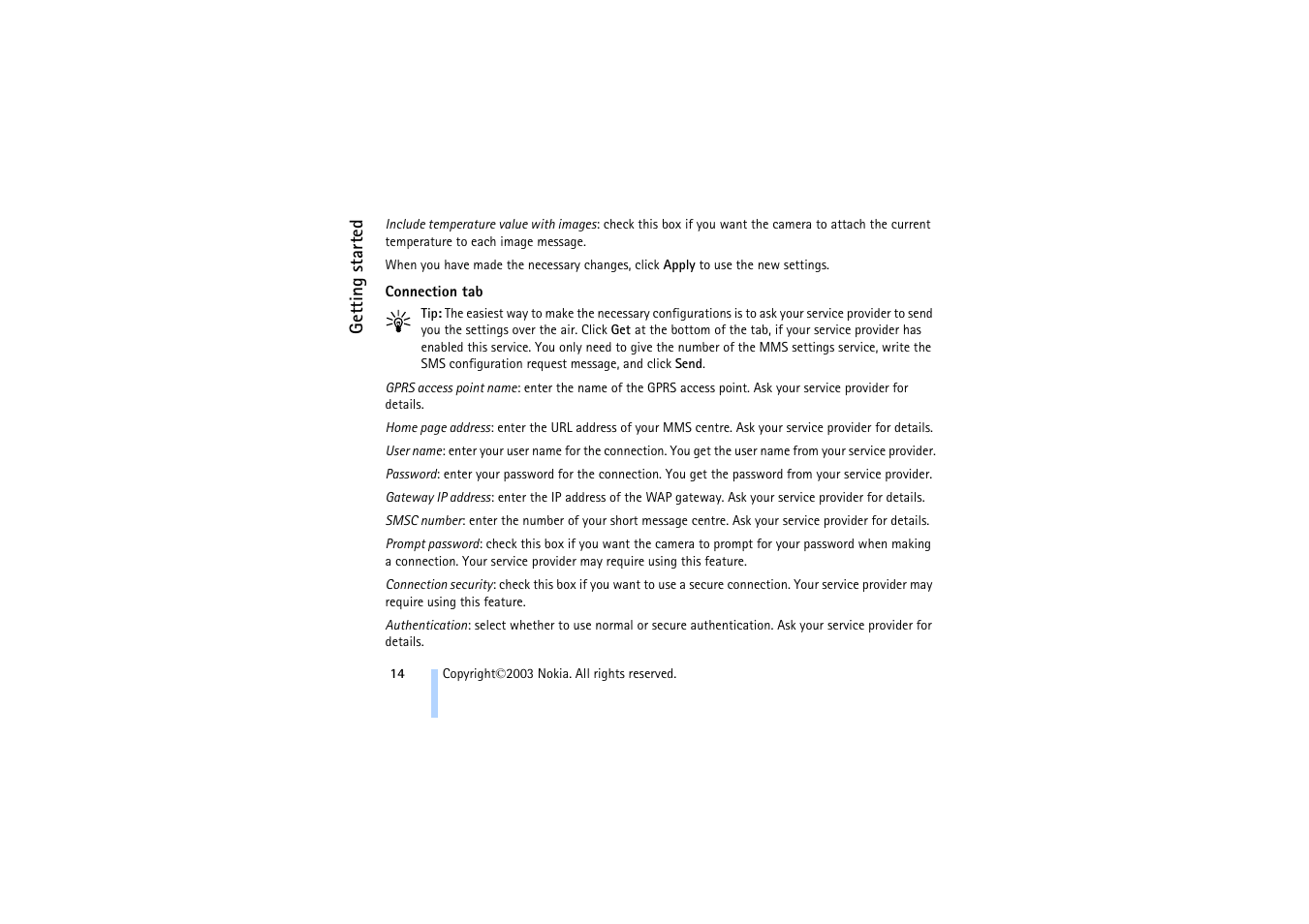 Connection tab | Nokia 321 Studios User Manual | Page 20 / 45