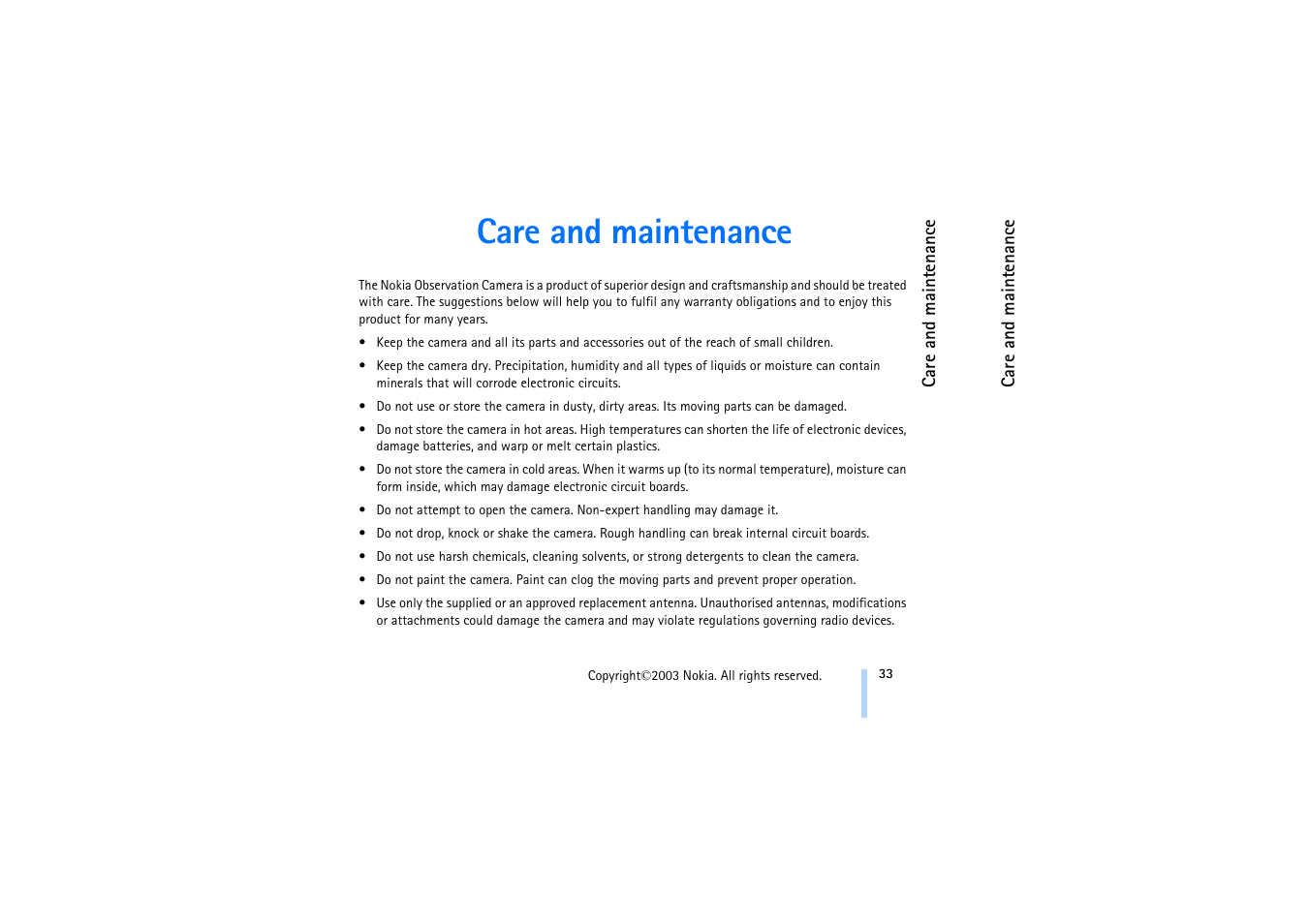 Care and maintenance | Nokia 321 Studios User Manual | Page 39 / 45