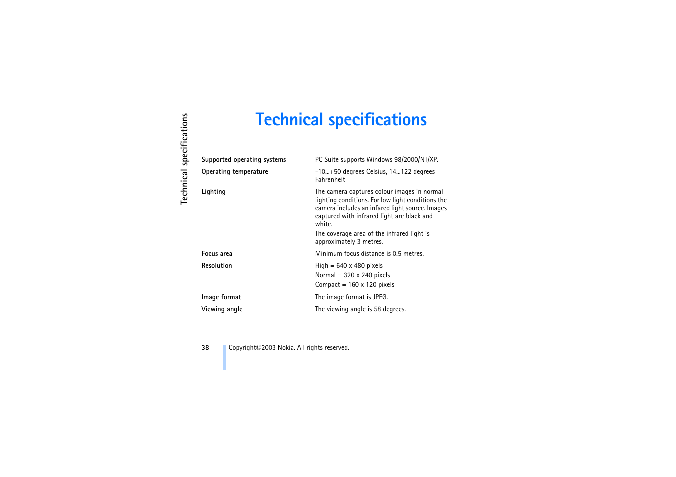 Technical specifications | Nokia 321 Studios User Manual | Page 44 / 45