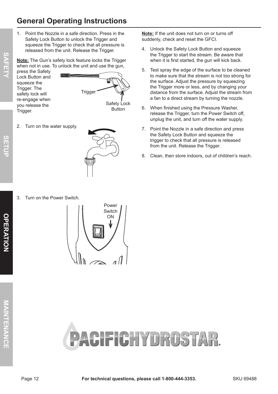 General operating instructions | Harbor 1650 PSI User Manual | Page 12 / 20