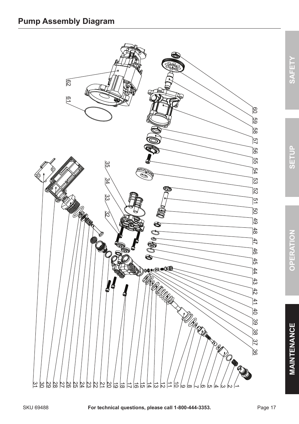 Pump assembly diagram | Harbor 1650 PSI User Manual | Page 17 / 20