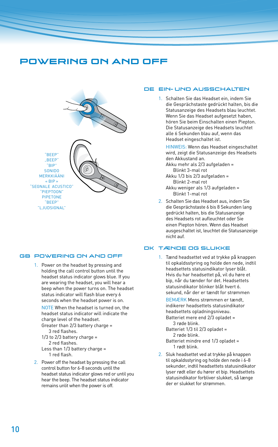 Powering on and off | Plantronics Discovery 610 User Manual | Page 10 / 151