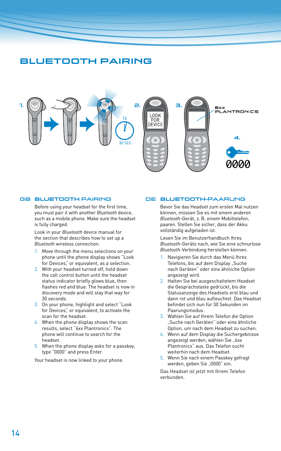 Bluetooth pairing | Plantronics Discovery 610 User Manual | Page 14 / 151