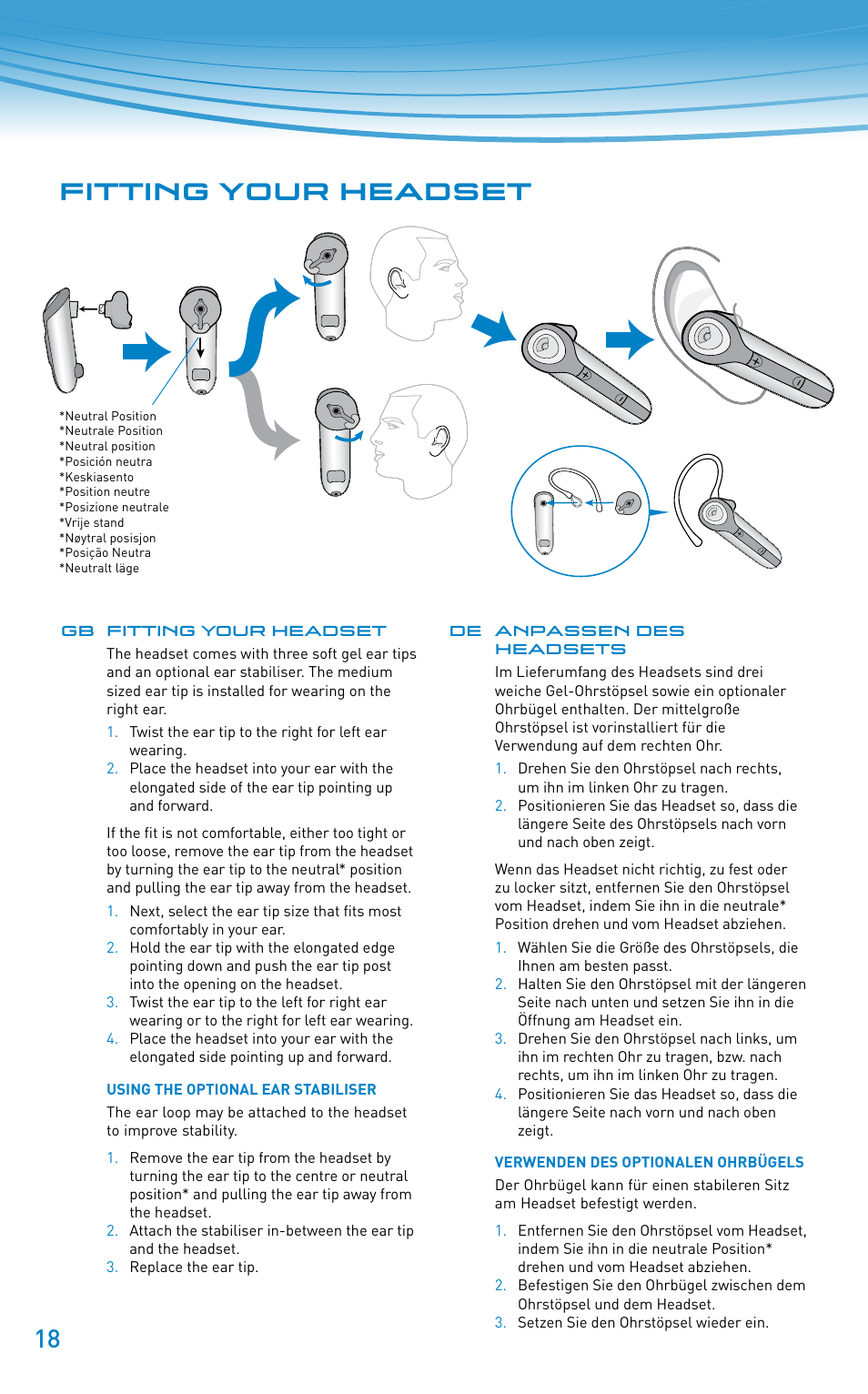 Fitting your headset | Plantronics Discovery 610 User Manual | Page 18 / 151