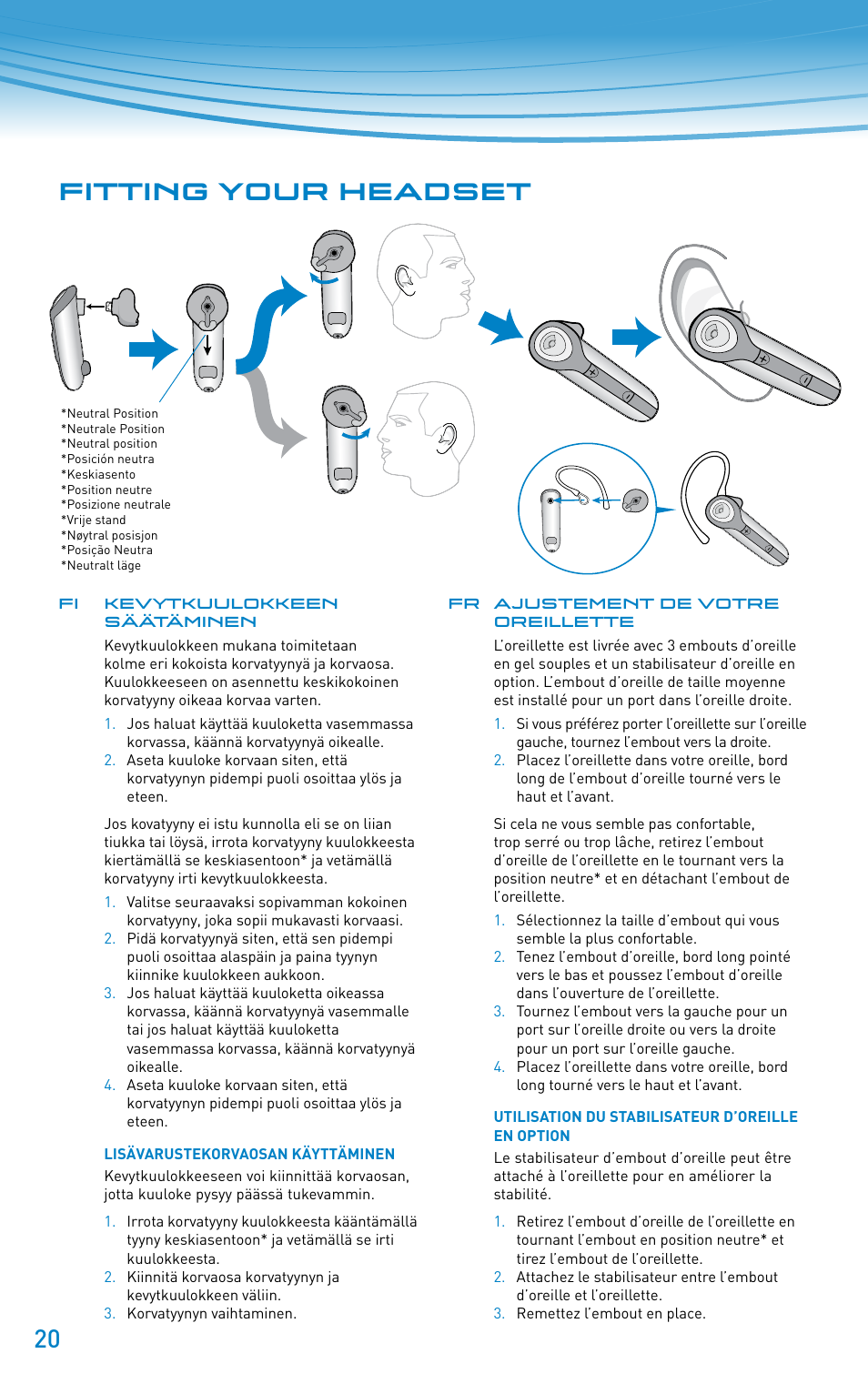 Fitting your headset | Plantronics Discovery 610 User Manual | Page 20 / 151