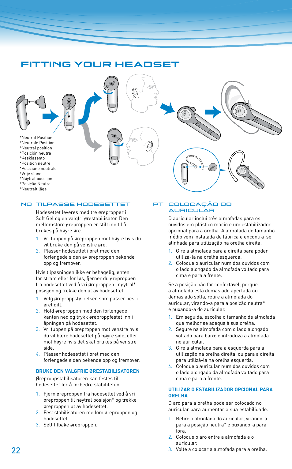 Fitting your headset | Plantronics Discovery 610 User Manual | Page 22 / 151