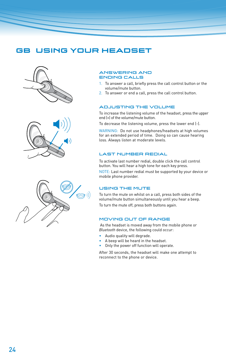 Gb using your headset | Plantronics Discovery 610 User Manual | Page 24 / 151