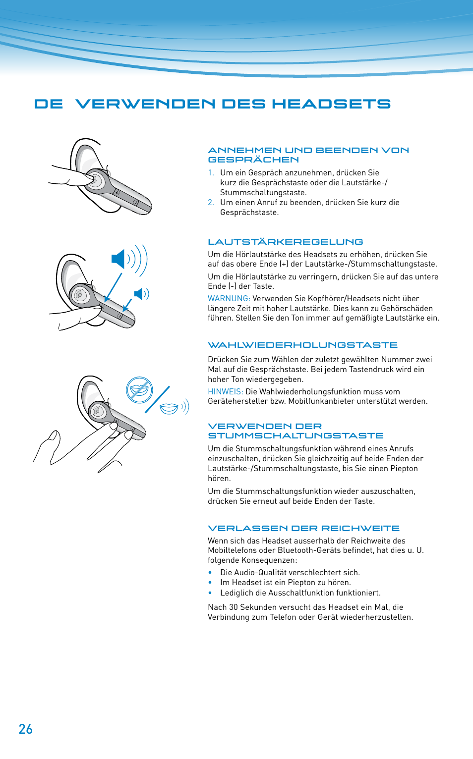 De verwenden des headsets | Plantronics Discovery 610 User Manual | Page 26 / 151