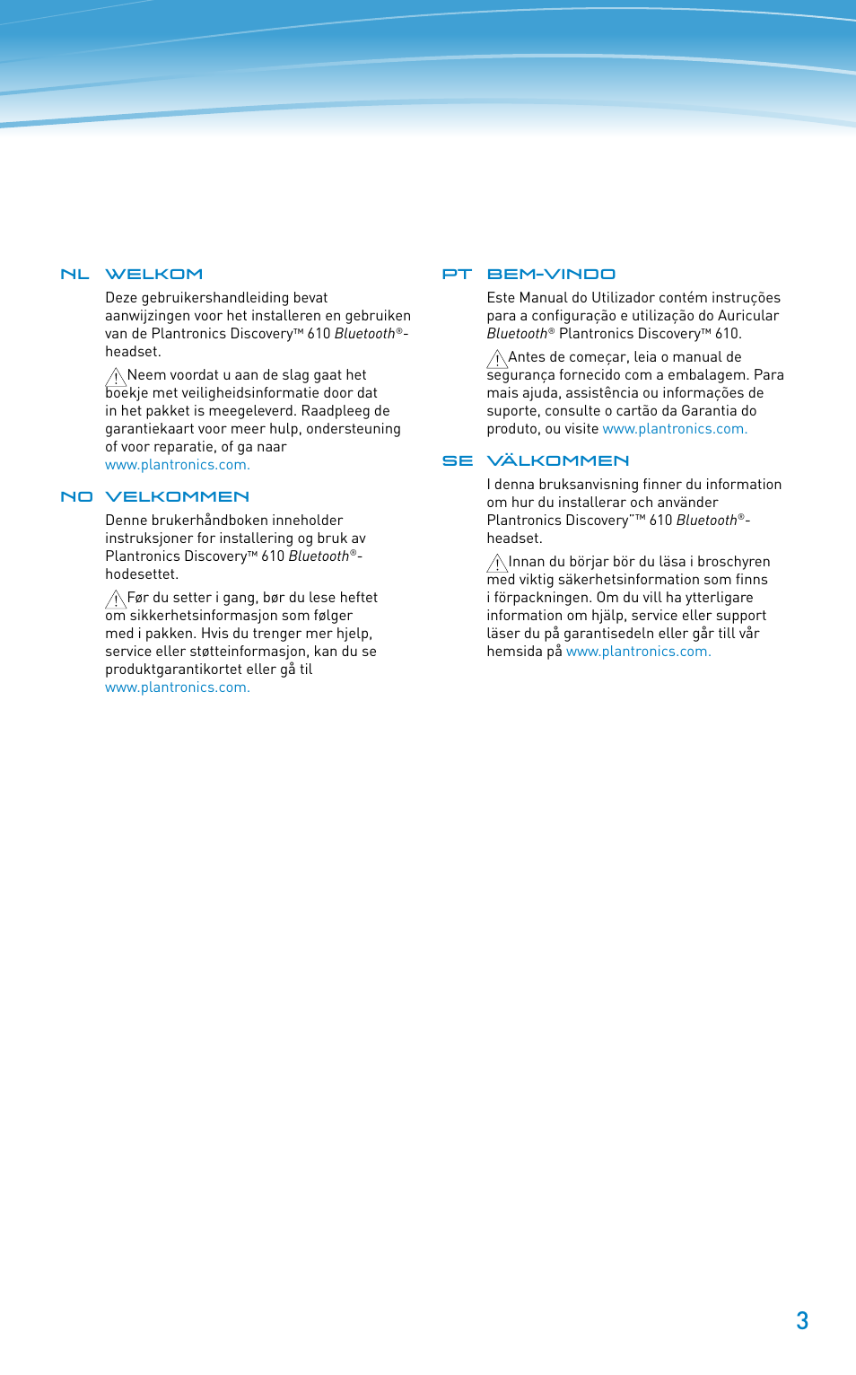 Plantronics Discovery 610 User Manual | Page 3 / 151
