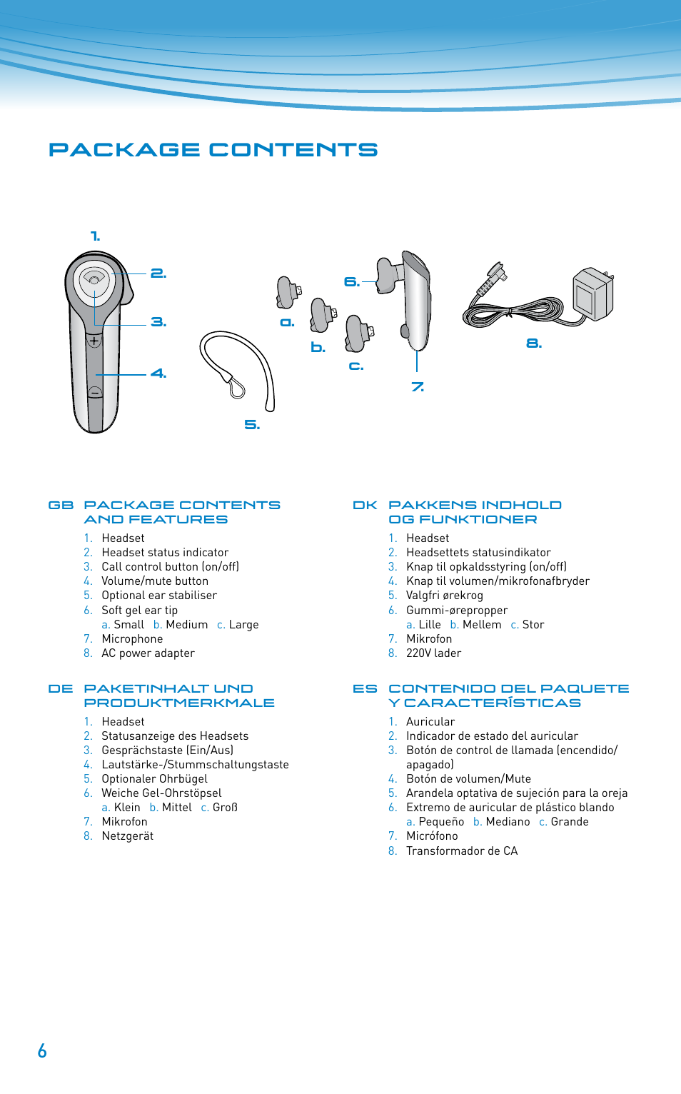 Package contents | Plantronics Discovery 610 User Manual | Page 6 / 151