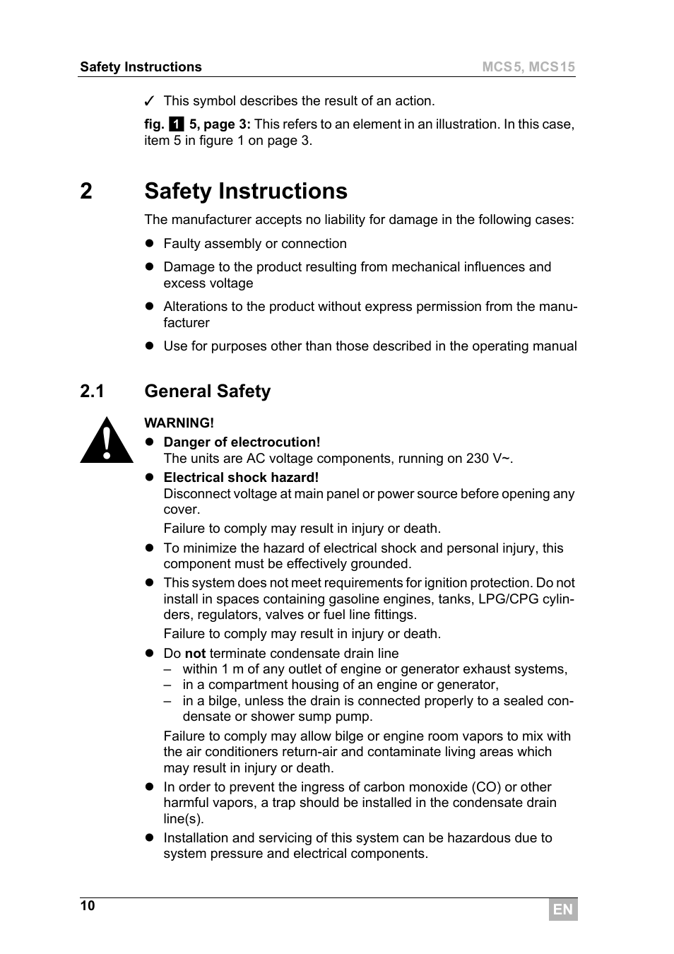 2safety instructions | Dometic MCS15 User Manual | Page 10 / 266