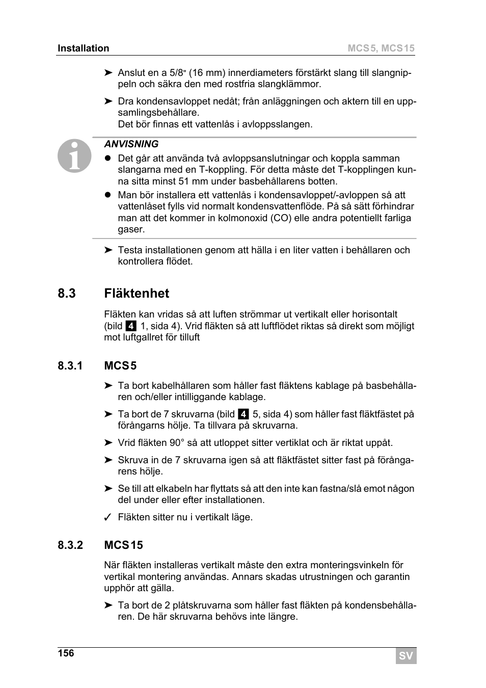 3 fläktenhet | Dometic MCS15 User Manual | Page 156 / 266
