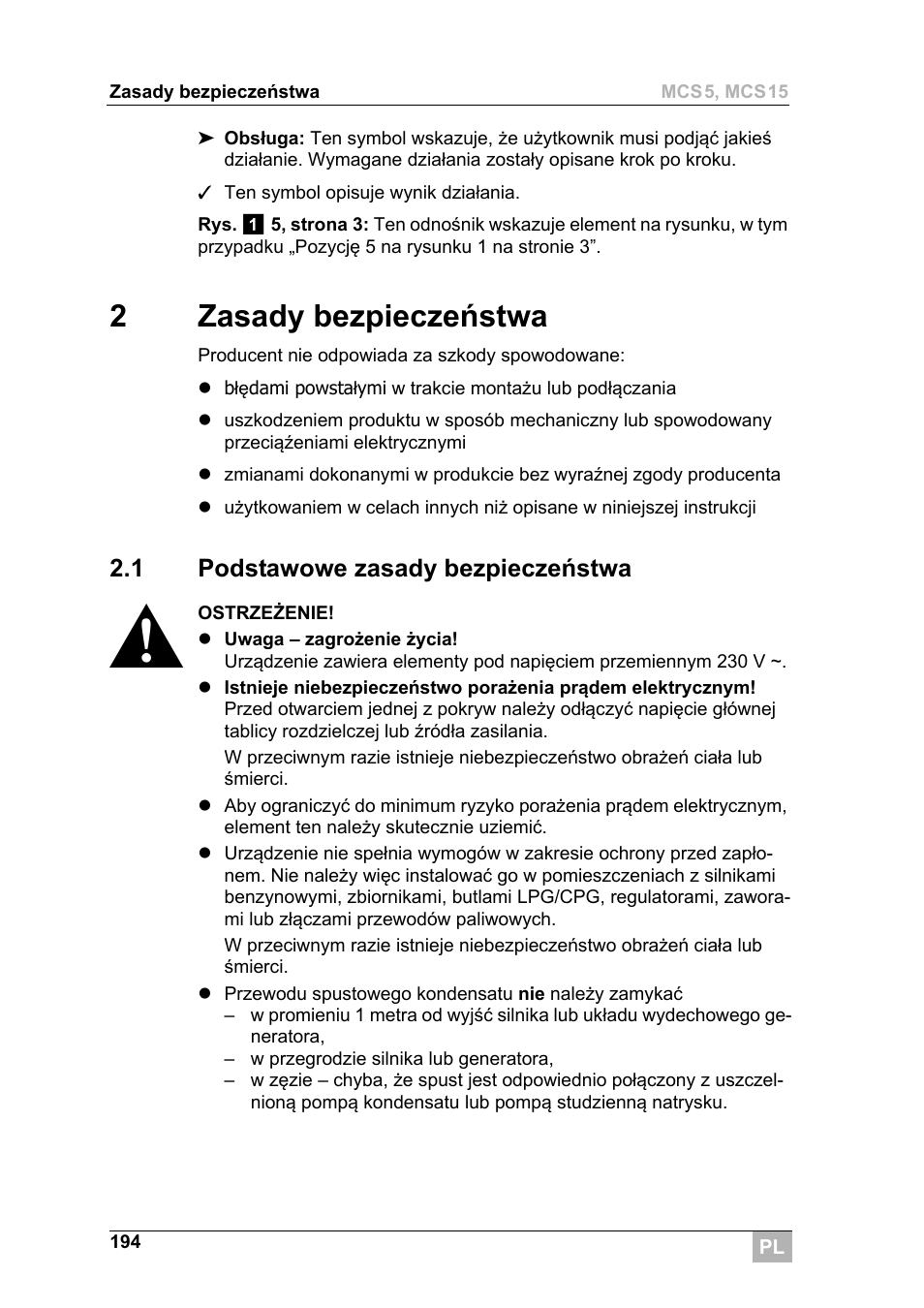 2zasady bezpieczeństwa | Dometic MCS15 User Manual | Page 194 / 266