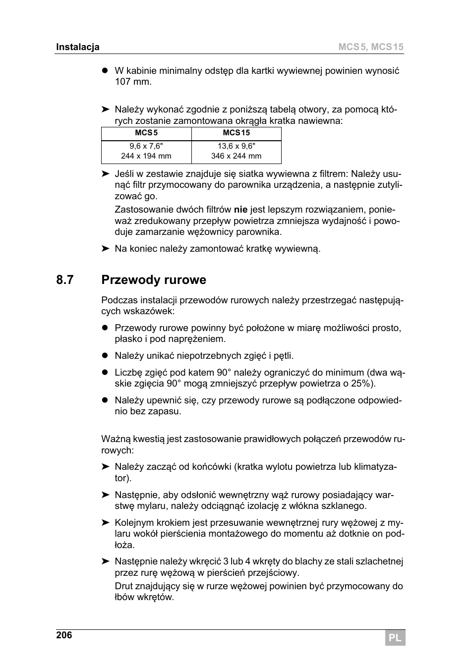 7 przewody rurowe | Dometic MCS15 User Manual | Page 206 / 266