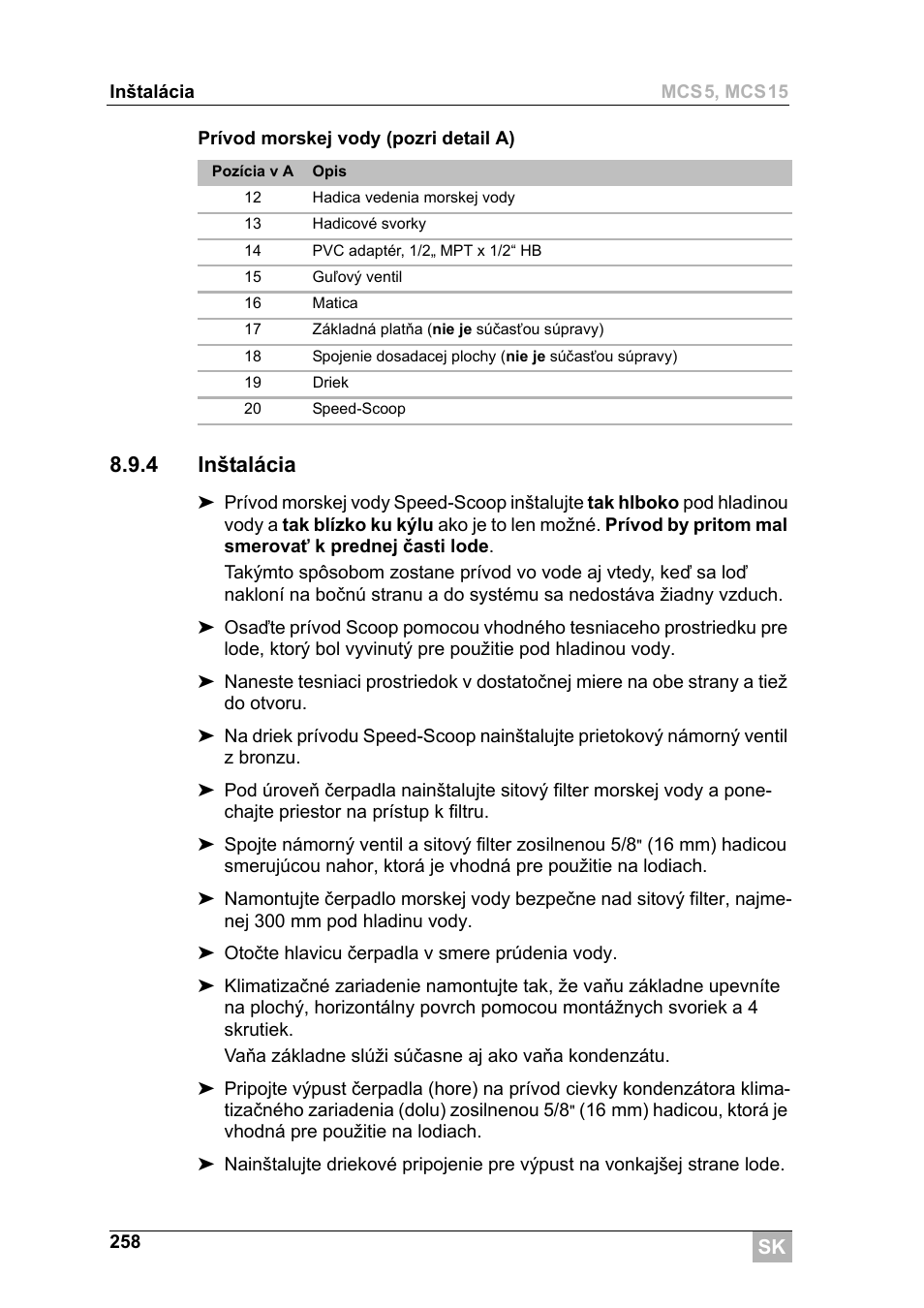 4 inštalácia | Dometic MCS15 User Manual | Page 258 / 266
